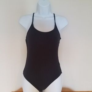 Black ribbed bodysuit